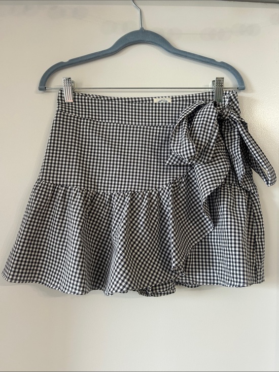 Blue Rain Dresses & Skirts - Blue Rain Black & White Gingham Wrap Skort with Side Bow